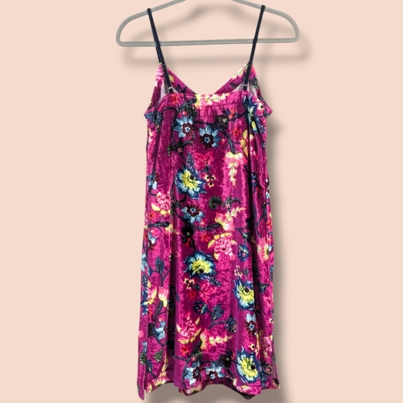 Anthropologie Purple Floral Velvet Sleeveless Shania Mini Slip Dress Tropical - Picture 3 of 10